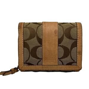COACH y2k Tan Brown Signature Canvas Wallet